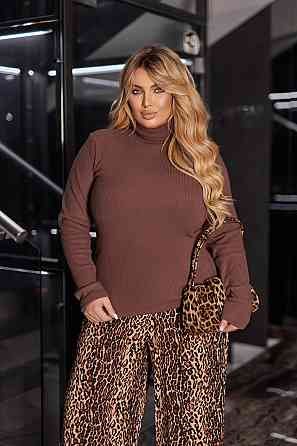 Женский теплый гольф в рубчик Cool 42-44, Шоколадный Киев