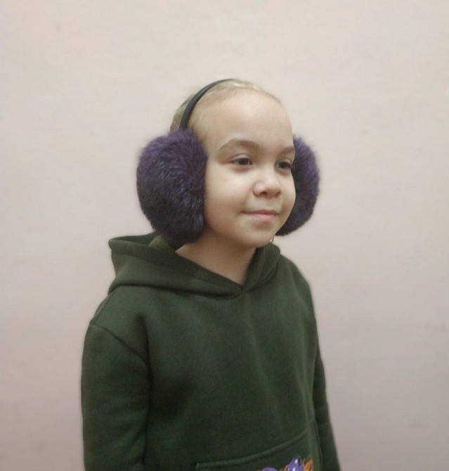 Наушники меховые теплые женские из меха кролика Фиолетовый Харьков - изображение 3