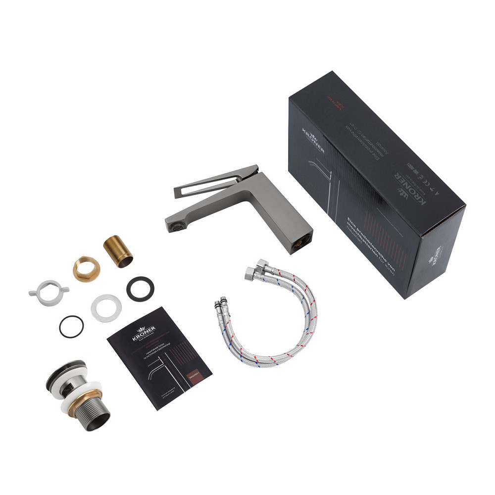Смеситель для раковины Kroner KRP Ersel - GRP0110BV с донным клапаном Киев - изображение 9