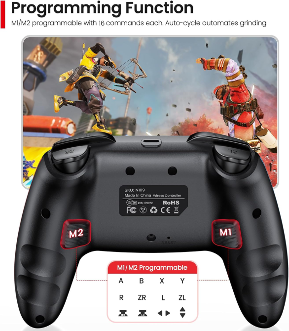 Беспроводной геймпад BEBONCOOL H109 для Switch 2/Switch/OLED/Lite/PC/iOS/Android, Turbo, макросы, вибрация Киев - изображение 5