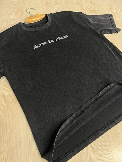 Футболка женская A-N 27039 вареная тай-дай оверсайз хлопок с надписью, черный, one size Киев - изображение 3