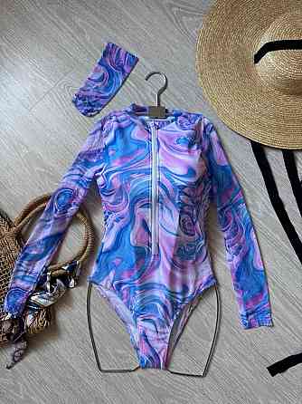 Закритий жіночий купальник із захистом від сонця Блакитний, L Харків