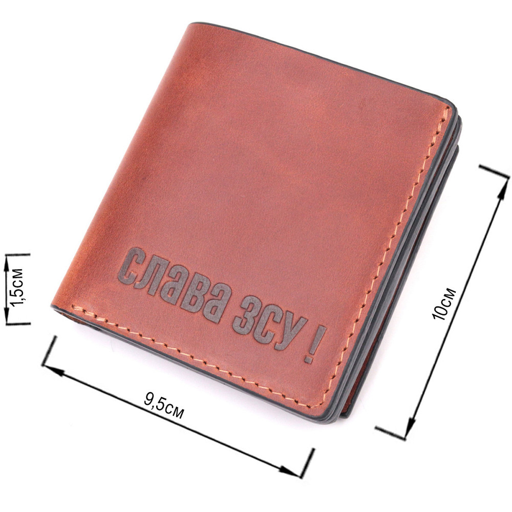 Чоловічий гаманець із вінтажної шкіри із монетницею Світло-коричневий (GRANDE PELLE) Київ - фото 7