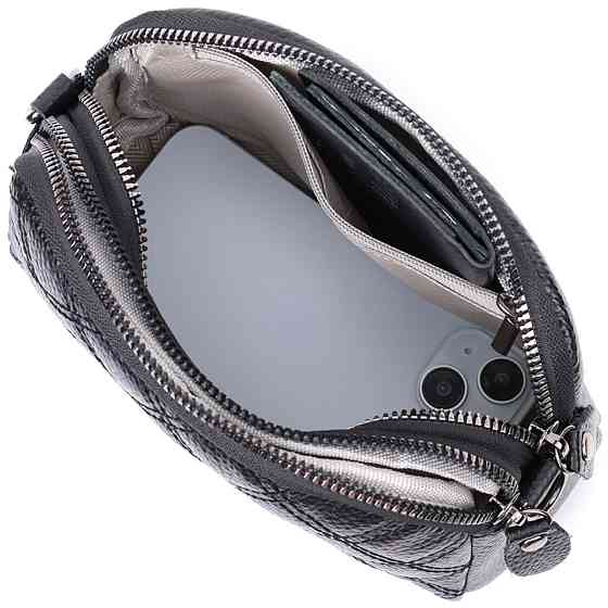 Женская сумка прошита ромбами на лицевой стороне из натуральной кожи Черный (Vintage) Киев