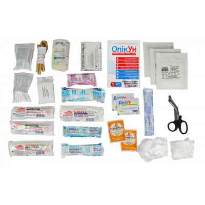 Автомобільна аптечка Poputchik -1 (АМА-1) згідно ДСТУ 3961-2000 футляр м'який червоний 25х1 (02-010-М) Вінниця