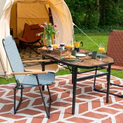 Туристичний стіл Bo-Camp Woodbine Oval 100x70 cm Black/Wood look (1404185) Вінниця