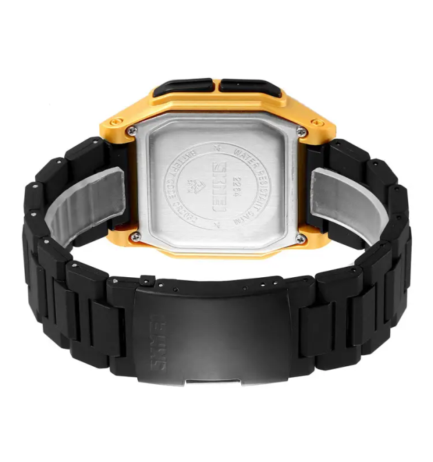 Часы мужские спортивные наручные Skmei 2264 Ч/б с золотистым корпусом Винница - изображение 4