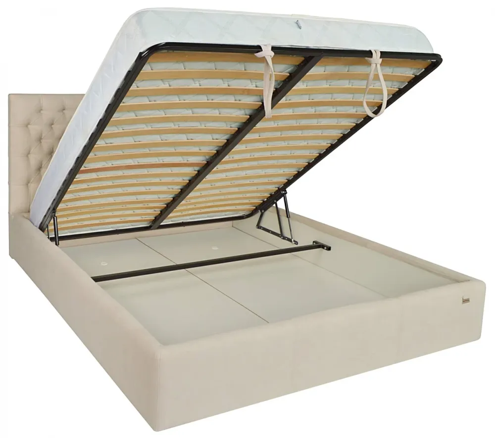 Ліжко Cambridge Comfort 140 х 200 см Місті Milk A1 З підйомним механізмом та нішою для білизни Бежевий Дніпро - фото 11