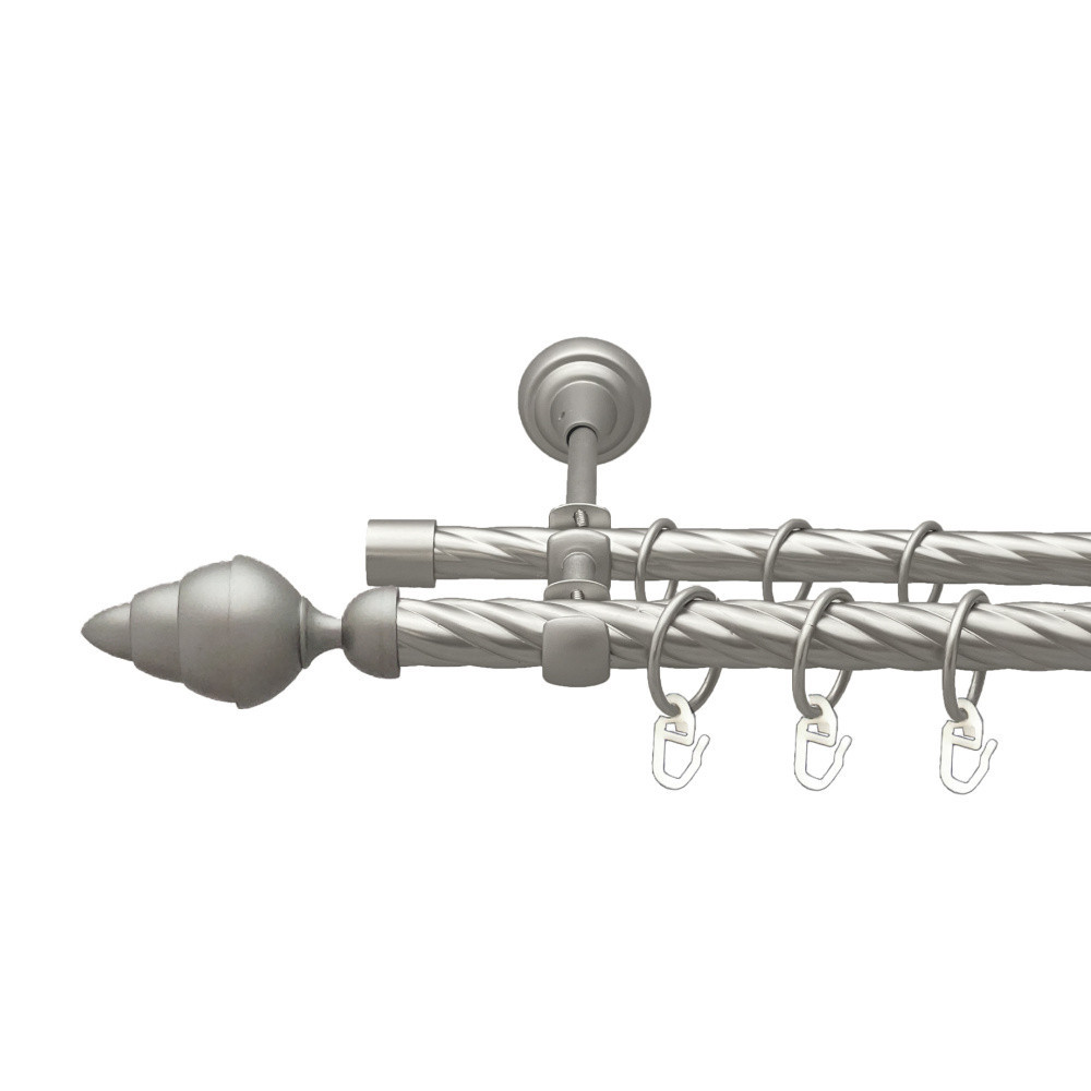 Карниз Orvit Треві металевий дворядний відкритий скручена труба кільце металеве Сатин 19\16 мм 300 см (00-00023149) Львів - фото 1