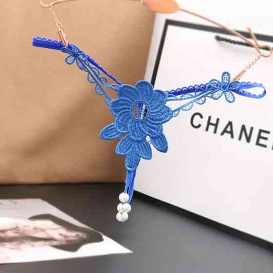 Трусики бусинки сині - розмір універсальний, резинка тягнеться до 80см Київ