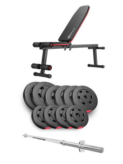 Набір Hop-Sport Premium 59кг з лавою HS-1010 Pro та штангою Київ - фото 1