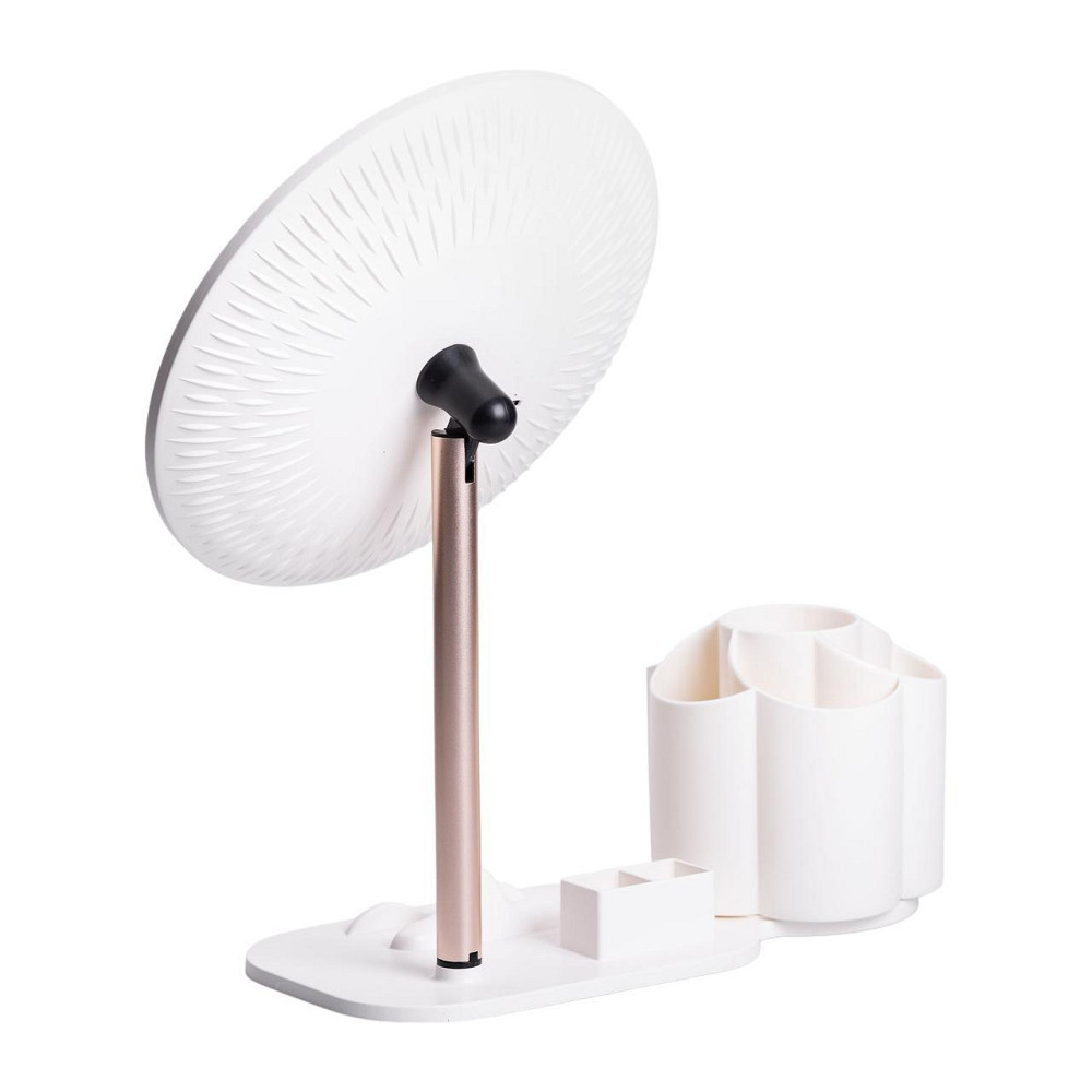 Дзеркало для макіяжу з підсвічуванням кругле настільне Ø21 см з підставкою Біле HP-10-9AW Київ - фото 5