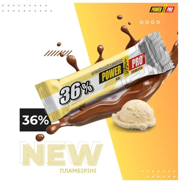 Протеиновый батончик  Power Pro Protein Bar 36%  20x60g Пломбир Киев - изображение 1