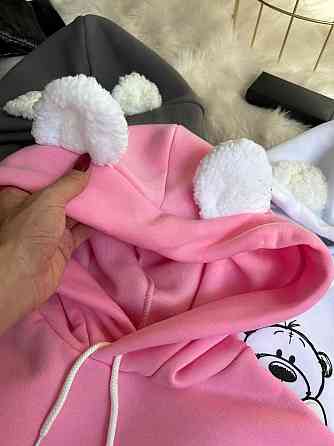 Жіноче тепле затишне оверсайз худі з вушками тринитка на флісі та хутро Одеса