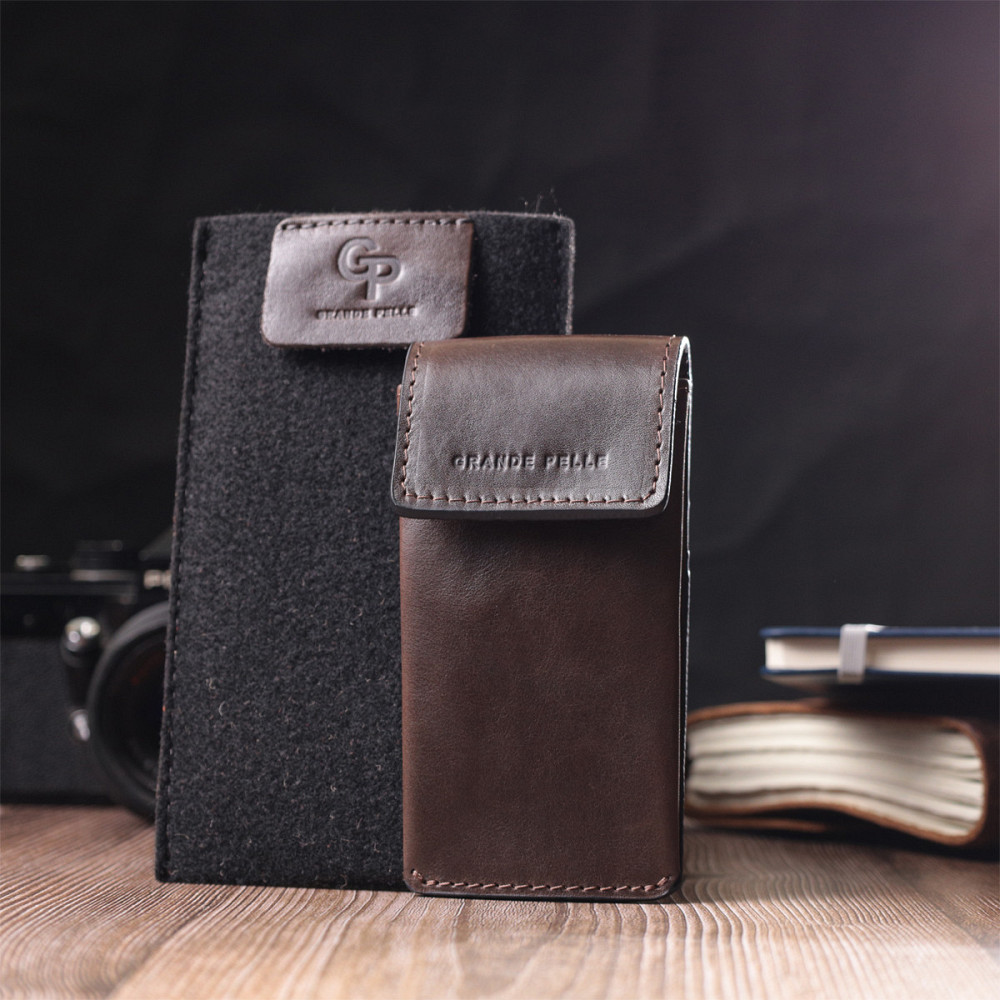 Оригінальна ключниця у вигляді футляра з натуральної шкіри GRANDE PELLE 22570 Коричневий Київ - фото 1