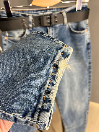 Джинсы женские SESSANTA 16484 MOM jeans высокая посадка увеличенные размеры стрейчевые с ремнем сини Одесса - изображение 4
