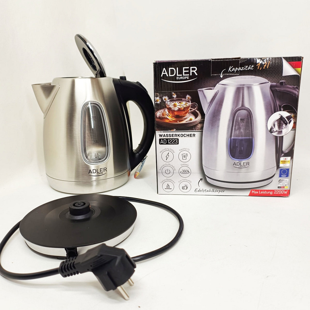 Потужний чайник для кип'ятіння Adler AD 1223 1.7л 2200Вт, Електрочайник з індикатором включення TH-10 Львів - фото 8