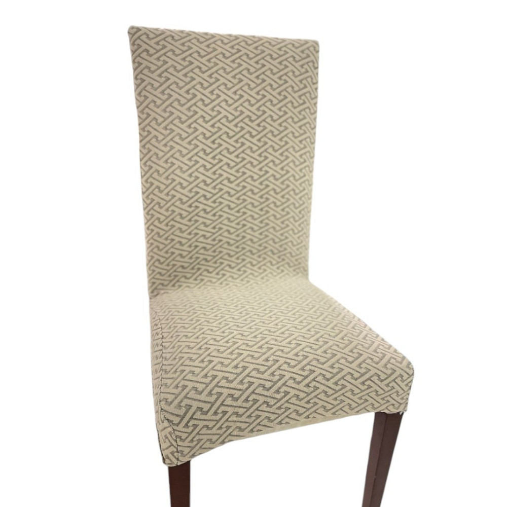 Универсальный натяжной чехол накидка на стул со спинкой натяжной жаккард абстракция Royan Турция Беж Белая Церковь - изображение 1