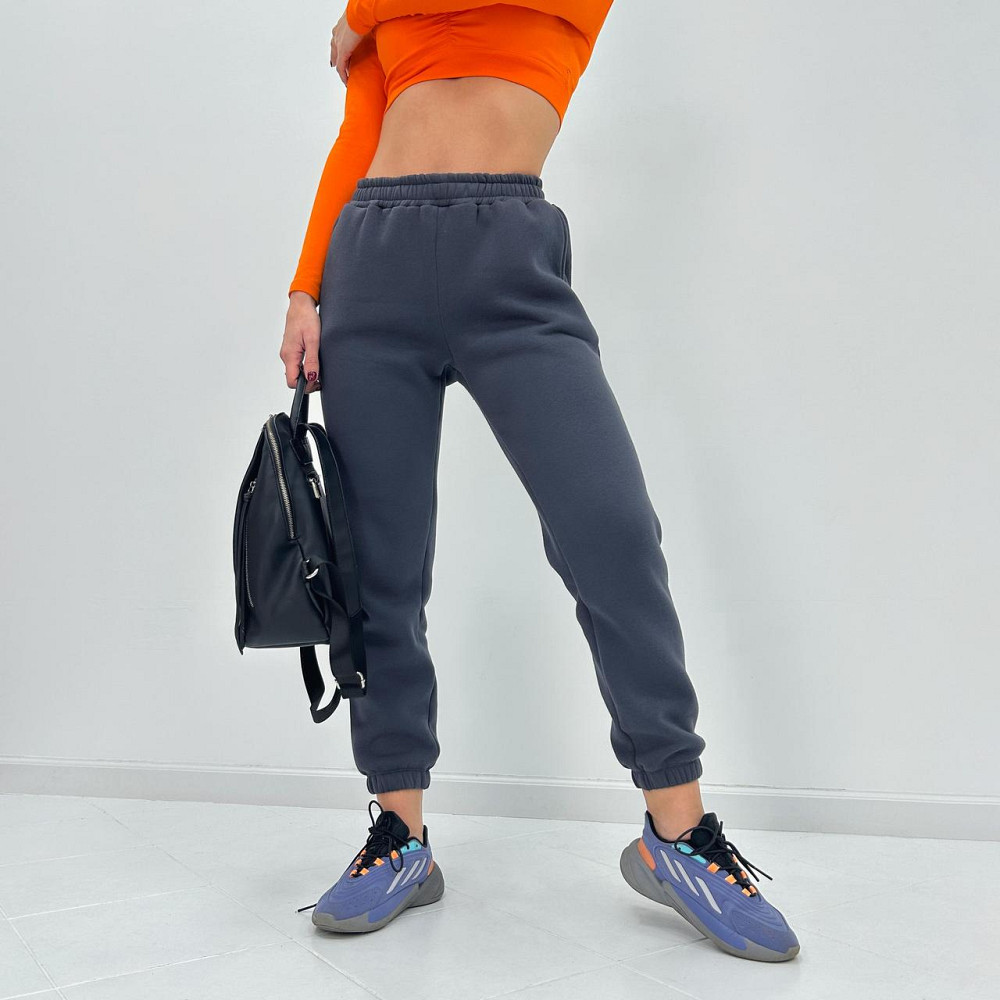 Жіночі спортивні штани на флісі "Mirage" Турція оптом | Норма і батал Графіт, 46-48 Київ - фото 7