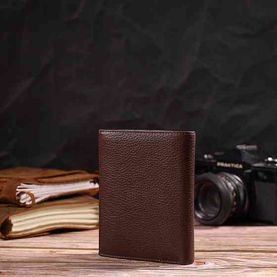 Мужской современный кошелек вертикального формата из натуральной кожи CANPELLINI 21756 Коричневый Киев