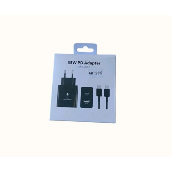 Адаптер 35W Celebrat з USB та Type-C виходами, підтримка PD, швидка зарядка, комплект з кабелем Одеса - фото 1