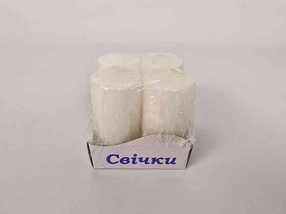 Цветная Цилиндр парафиновая свеча (40/80) БЕЛАЯ  (4 шт) Харьков