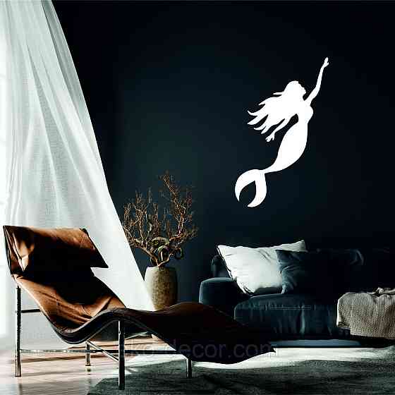 Декоративне настінне 3D Панно «Русалонька» Декор на стіну з об'ємом 70*43 см, Білий Київ