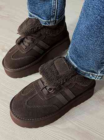 Ботинки женские Hengji 009-7 угги замшевые на меху коричневые, 36, 23 см Киев