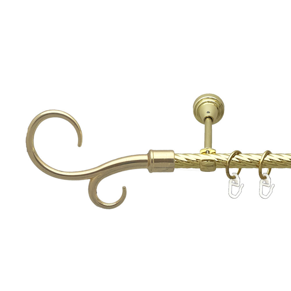 Карниз Orvit Гак Подвійний металевий однорядний відкритий скручена труба кільце металеве Золото 16 мм 200 см Львов - изображение 1