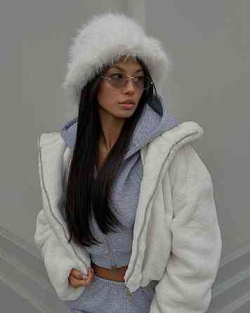 Жіноча базова тепла повсякденна шуба хутро на підкладці Молочний Одеса