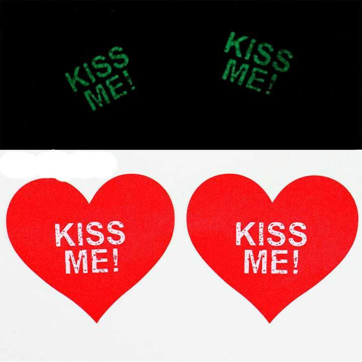 Вінілові наклейки на соски, що світяться, "Kiss Me!" - Садо-мазо Вінниця - фото 1