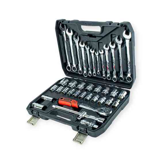 Набір інструменту 1/2" 37 шт, 8-32 мм з ключами 8-19 мм, тріщ., подовжує., кардан. комір Strona Мукачево