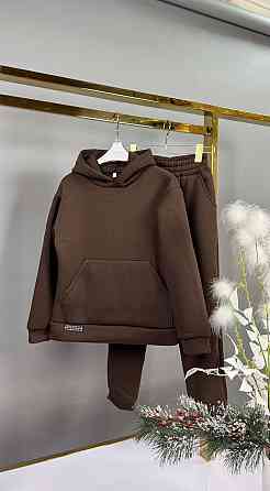 Детский подростковый теплый спортивный костюм 3нитка флис 152,158,164 шоколад Николаев