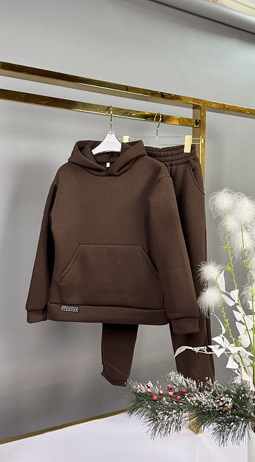 Дитячий підлітковий теплий спортивний костюм 3нитка фліс 152,158,164 шоколад Миколаїв - фото 1