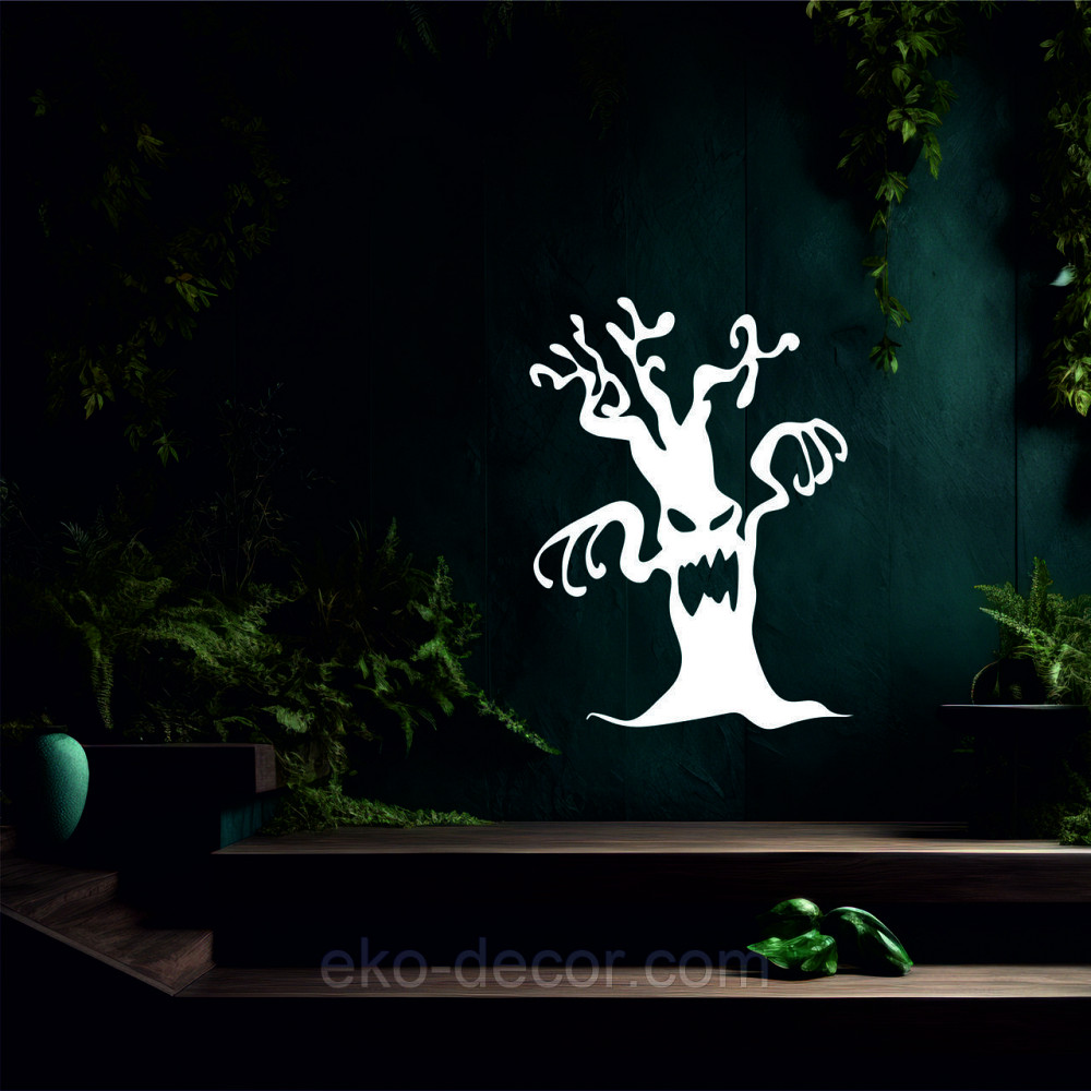 Декоративне настінне Панно «Хелловіїн, силует дерева», Декор на стіну 70*52 см, Білий Київ - фото 6