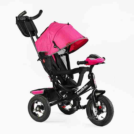 Велосипед триколісний Best Trike з батьківською ручкою надувні колеса Рожевий (33-908) Чернігів