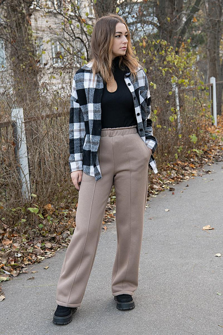 Жіночі штани, теплі тринитка начіс (кавовий, чорний, сірий), топ Київ - фото 8