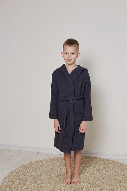 Халат детский вафельный Ideal Textile с капюшоном 9 р. (130-136 см) Черновцы - изображение 5