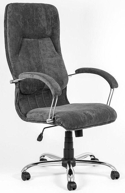 Офісне Крісло Керівника Richman Nicosia Grey Velour Хром М1 Tilt Сірий Київ - фото 1