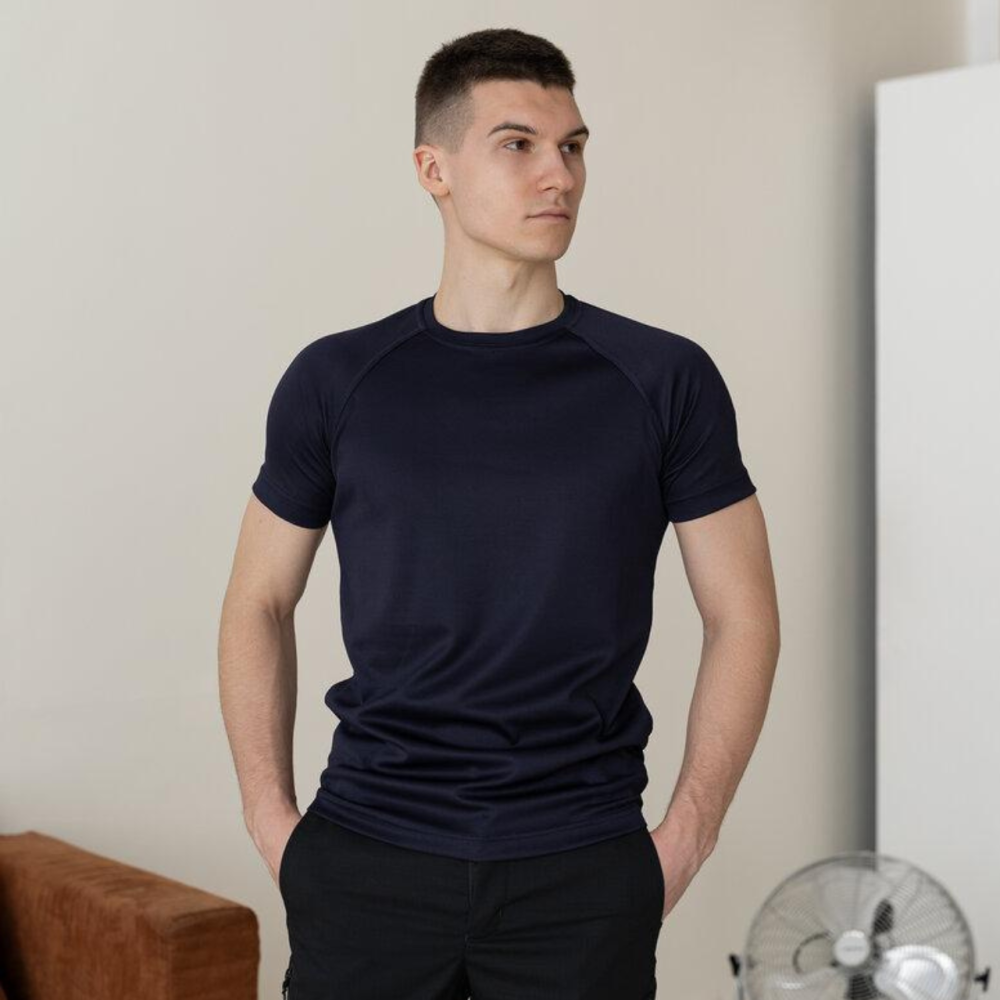 Тактична футболка зсу Pobedov Peremoga для військовослужбовців, футболка військова темно-синя Одеса - фото 1
