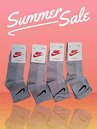 Дитячі якісні бавовняні шкарпетки Сірого кольору середньої висоти в наборі 4 штук Nike. Розмір 31-34 Київ
