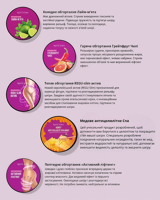 Топ-набір з 5 антицелюлітних обгортань+5 пар штанів для обгортання Reclaire cosmetics Київ - фото 2