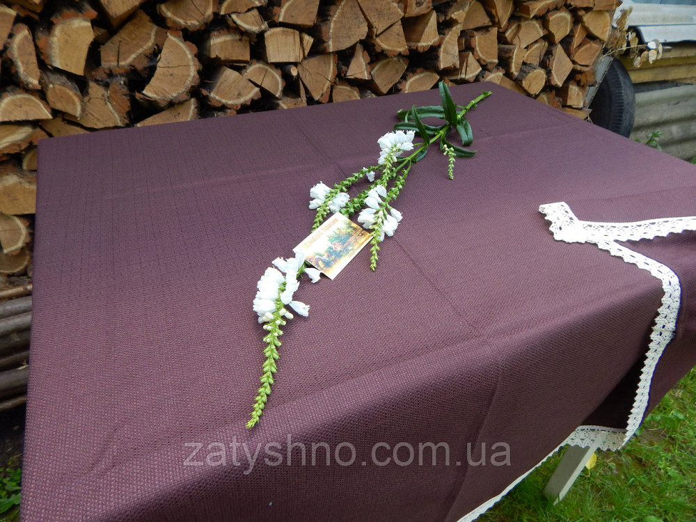 Скатерть коричневая с ажуром по боках Киев - изображение 3