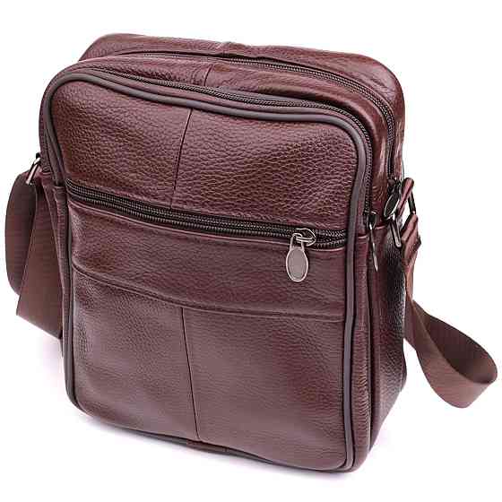 Зручна чоловіча сумка з натуральної шкіри 22858 Vintage Коричневий Київ