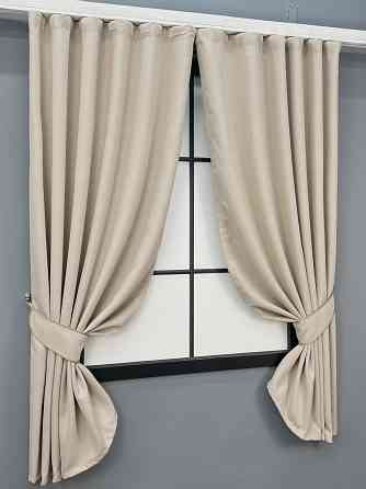 Комплект коротких штор VR-Textil Блекаут двухсторонний Scandi № 1904ш Бежевый 130х170 см 2 шт (35-0440) Киев