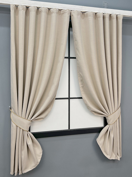 Комплект коротких штор VR-Textil Блекаут двухсторонний Scandi № 1904ш Бежевый 130х170 см 2 шт (35-0440) Киев - изображение 2