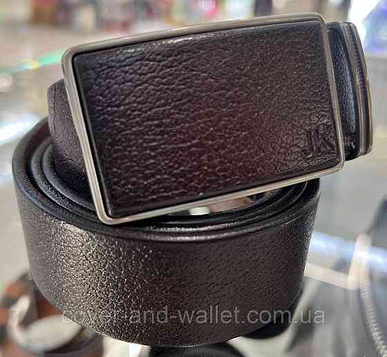 Стильний чоловічий ремінь із натуральної шкіри коричневого кольору з пряжкою-автомат 35мм PS Leather Київ
