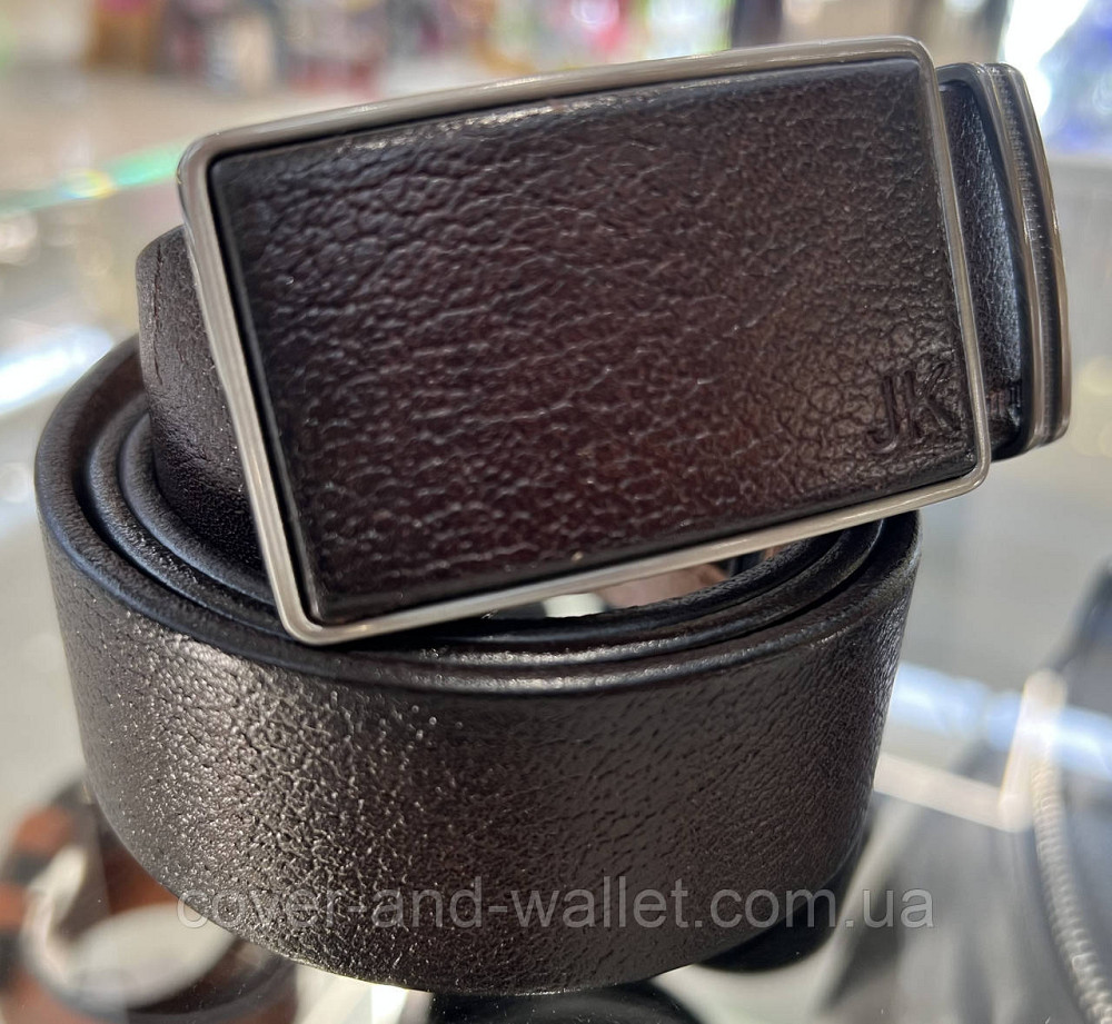Стильний чоловічий ремінь із натуральної шкіри коричневого кольору з пряжкою-автомат 35мм PS Leather Київ - фото 1