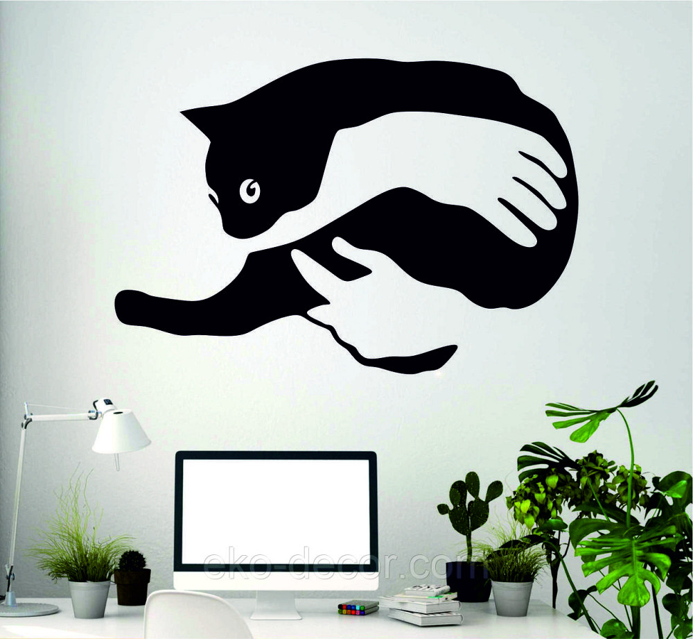 Декоративное настенное Панно  «Кот-руки» Декор на стену 110*74 см, Черный Киев - изображение 1