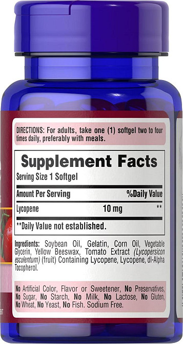 Лікопін Puritan's Pride Lycopene 10 мг 100 гел капс Київ - фото 2